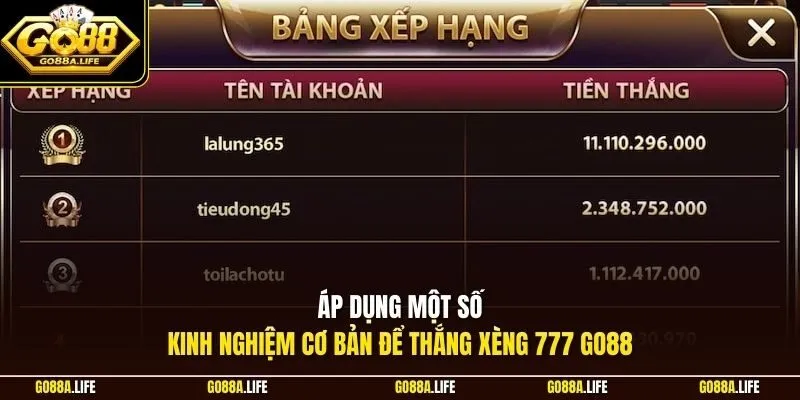 Áp dụng một số kinh nghiệm cơ bản để thắng Xèng 777 GO88